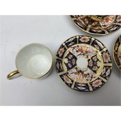 Six Royal Crown Derby cups and saucers all in imari pattern 2451, in various shapes  