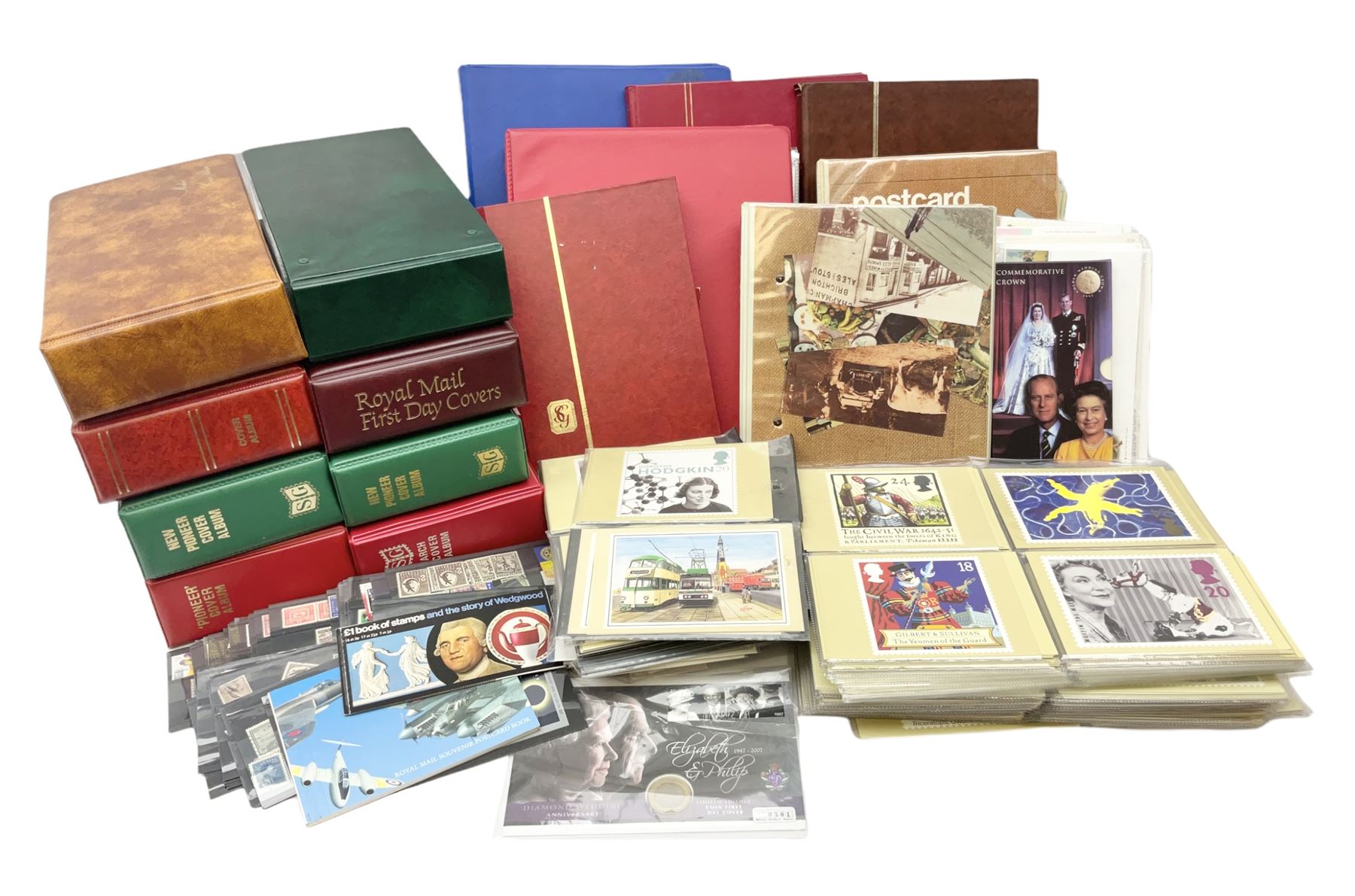 First day covers, PHQ cards and stamps, including small number of mint Queen Elizabeth II stamps, Elizabeth and Philip Diamond Wedding Anniversary 2007 Gibraltar two pound coin cover etc, in one box