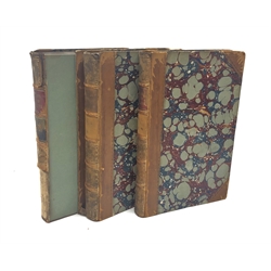  Malcolm Sir John: The Life of Robert, Lord Clive. 1836. Three volumes. Engraved frontispiece portrait and folding map of India. Uniformly bound in half calf with marbled boards. Bookplates for Antony John Blackmore (3)  