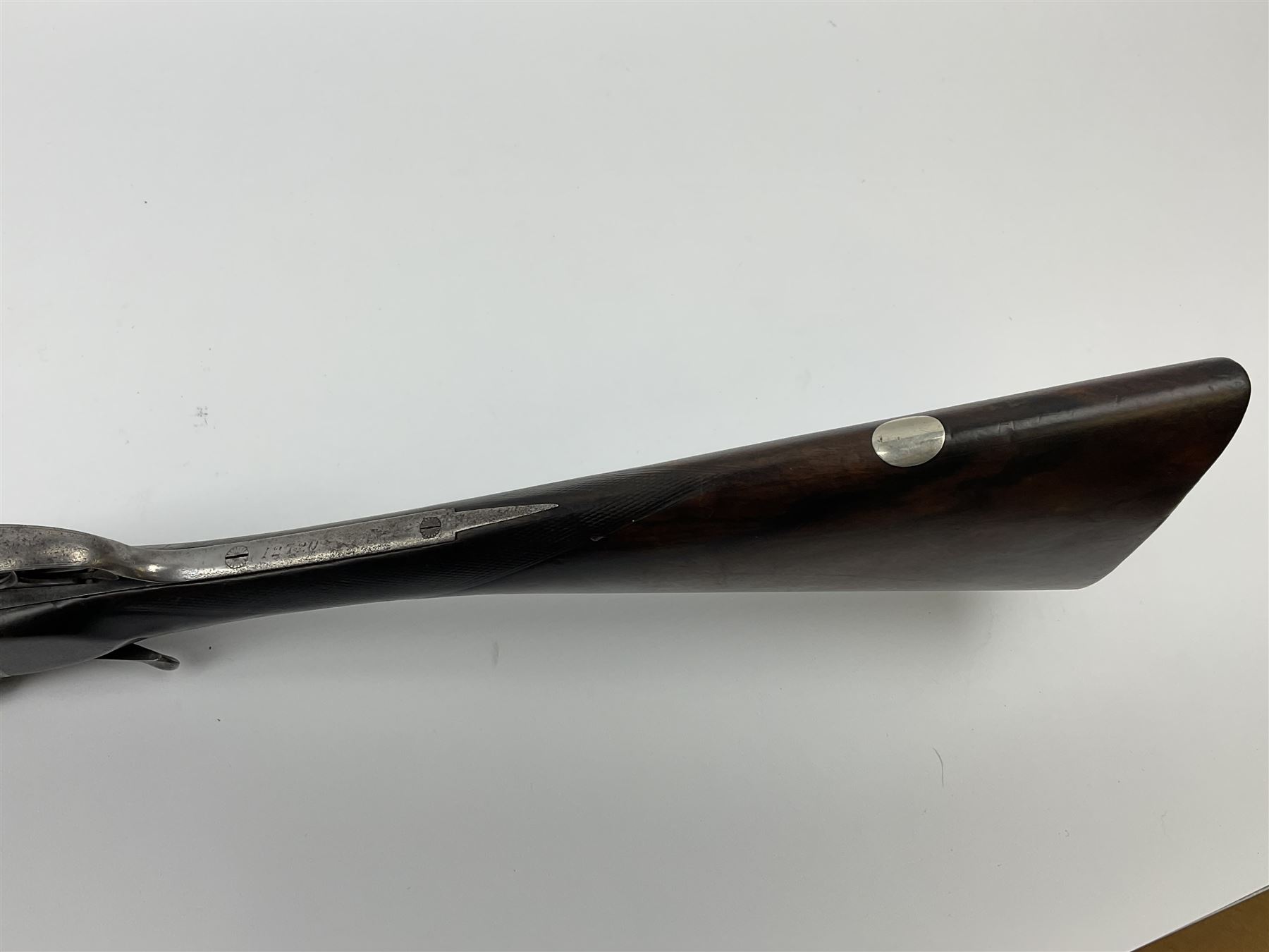 Charles Boswell 12-bore side-by-side double barrel box-lock non-ejector sporting gun, with 71.5cm sleeved barrels, thumb safety, walnut stock with chequered grip and fore-end, serial no.12720, L112.5cm overall SHOTGUN CERTIFICATE REQUIRED