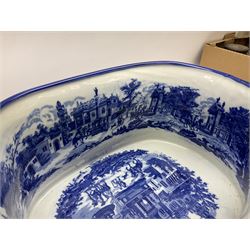 Victorian style blue and white foot bath, L45cm