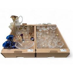 Collection of assorted glassware, to include Czech hand painted lemonade set, with tall ju...