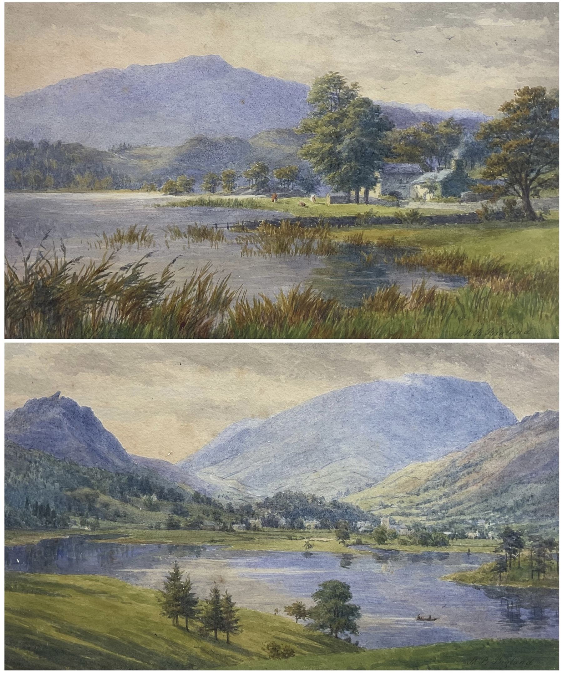 Mary Backhouse Bigland (British 1844-1908): 'Grasmere' and 'Rydale Water and Nab Cottage', pair watercolours signed, titled verso 16cm x 27cm (2)