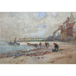 Frank Rousse (British fl.1897-1917): Tate Hill Sands Whitby, watercolour signed 25cm x 37cm