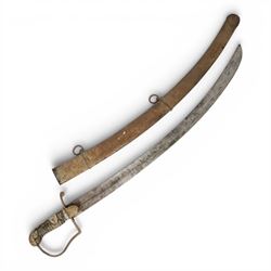 British Light Cavalry sword, with single edged curved blade and metal scabbard, overall L100cm 