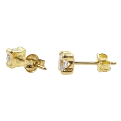 Pair of 9ct gold cubic zirconia  stud earrings, stamped 375