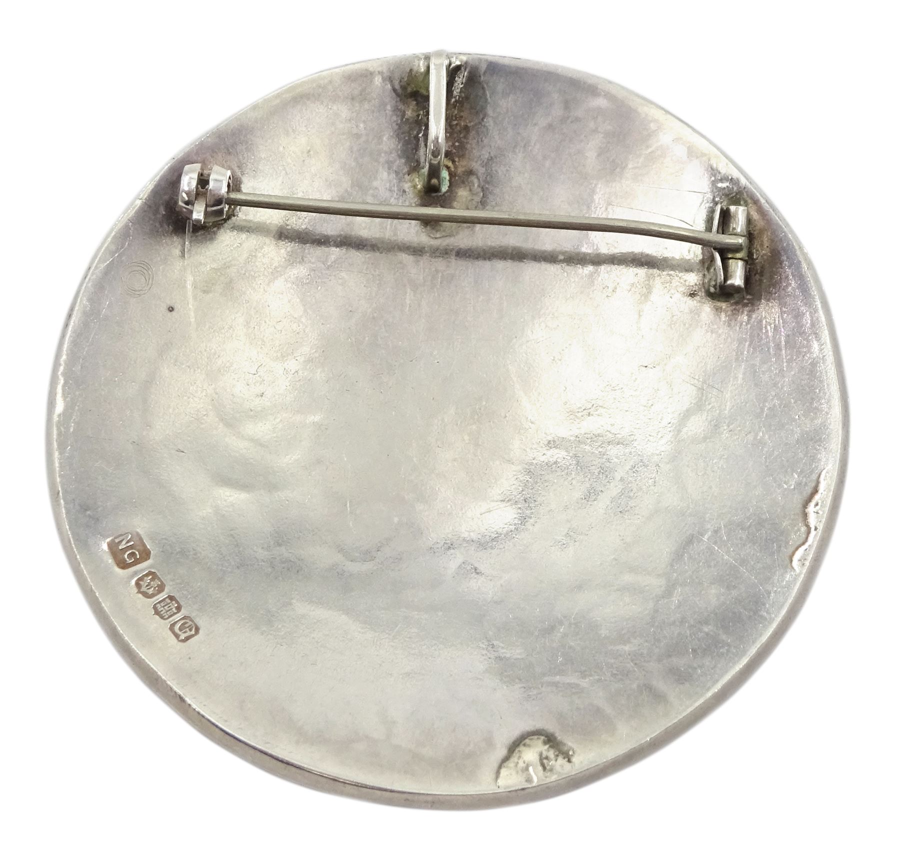 Scottish silver and enamel 'Honesty Plant' series pendant/brooch by Norman Grant, Edinburgh 1971