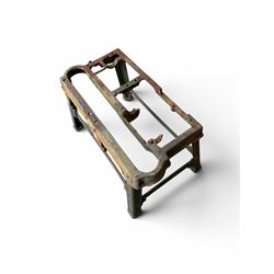 19th century heavy cast iron garden / machine table base, by Henry Bamford & Sons, with plaque, no. 3374, part of the JCB family