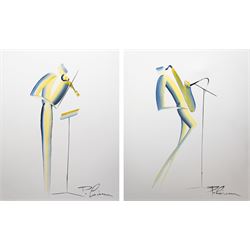 Patrick Ciranna (French 1950-): The Musicians, pair oils on canvas signed 54cm x 45cm (2)