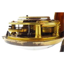 George III gilt and tortoise shell pair cased verge fusee pocket watch by Samuel Corbett, Hadleigh, No. 583, pierced and engraved balance cock, white enamel dial with Roman hours and outer Arabic minute ring, the tortoiseshell outer case painted with fern decoration