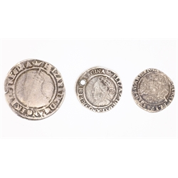  Elizabeth I sixpence 1567,  Elizabeth I threepence 1567 and Elizabeth I threepence 1580  