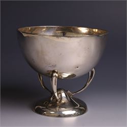 Art Nouveau silver trophy cup, engraved circular bowl upon three naturalistic curved supports,and a circular foot, engraved 'Cairo's Open Cup' to body, H11cm
