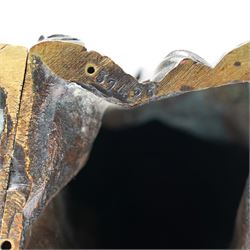 After the Antique - a pair of important 19th-century patinated bronze allegorical figures representing Calliope and Melpomene, the Muses of Epic Poetry and Tragic Drama, each modelled as a classically draped female figure standing beside a pedestal with climbing ivy, Calliope depicted writing upon a tablet, embodying poetic inspiration; Melpomene shown in contemplative pose and wearing a serpent bracelet, emblematic of wisdom, transformation and the inspired voice of drama, the pedestals inscribed respectively with the names of celebrated English poets and playwrights including Chaucer, Spenser, Milton, Pope, Cowper, Burns, Byron and Scott; the other with Shakespeare, Beaumont, Fletcher, Ben Jonson, Massinger, Congreve and Garrick, on integral square bases, each bearing incised or stamped foundry or model numbers to the underside, H47cm