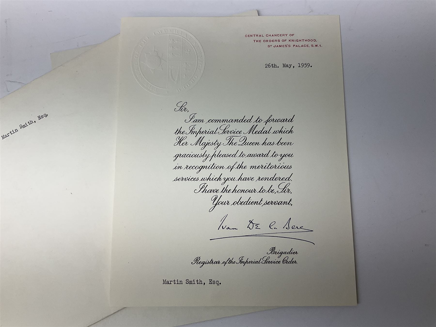 WW1 group of three medals comprising British War Medal and Victory Medal in issue box and Ceylon Volunteer Service Medal awarded to 10288 Pte. M. Smith R. Fus.; together with a later awarded WW2 Defence Medal in modern box with slip; and his QEII Imperial Service Medal in case and box with certificate dated 1959