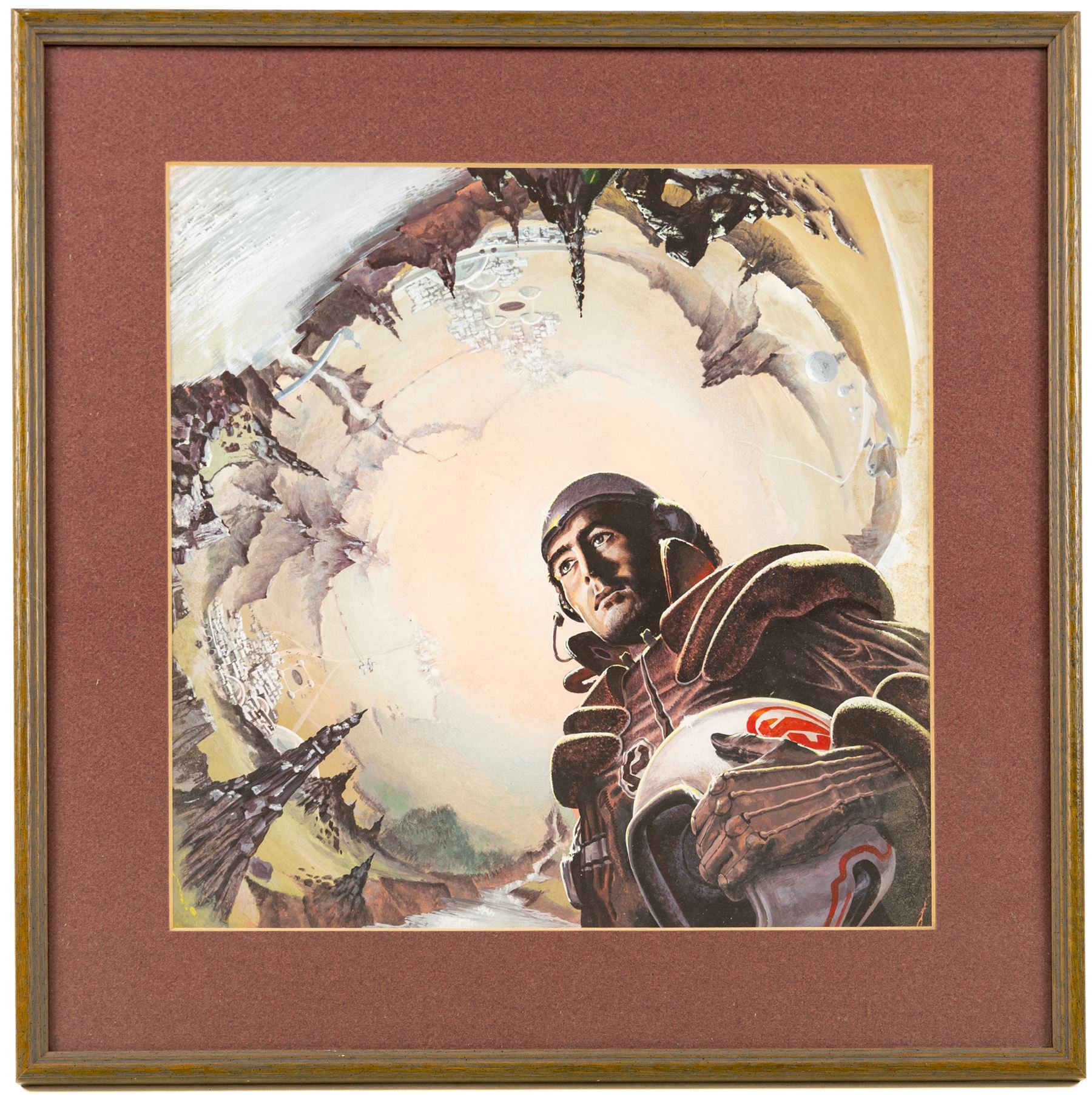Brian Boyle (British 20th Century): original cover art for Galaxy magazine Vol. 34 No. 8 September 1973 for the serialised Rendezvous with Rama, gouache unsigned, titled and attributed verso, 28x27cm
Notes: This item is from the private collection of Arthur C. Clarke's brother.