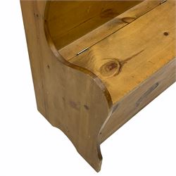 Solid pine hall bench with hinged seat