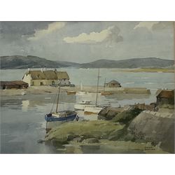 Frank Sherwin (British 1896-1985): A Quiet Harbour, watercolour signed 34cm x 44cm