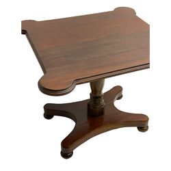 19th century rosewood centre table, the moulded top with cusped corners, turned pedestal support on shaped platform and turned feet