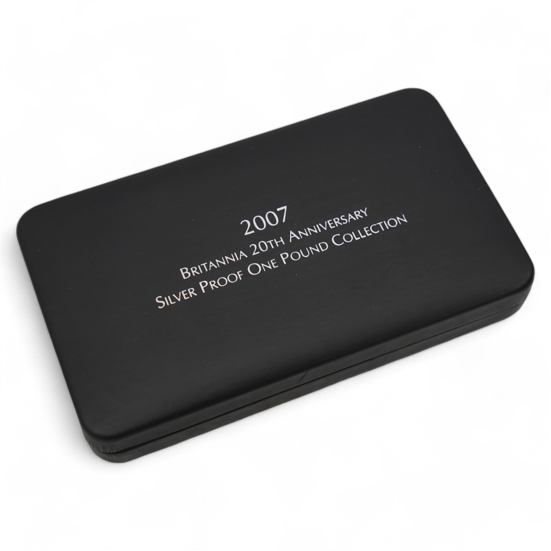 The Royal Mint United Kingdom 2007 Britannia 20th Anniversary silver proof one pound collection, cased with certificate