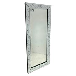 Laura Ashley - rectangular bevelled frameless mirror, decorated with trailing foliage and flower heads
