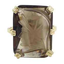 9ct gold smoky quartz intaglio ring, dep