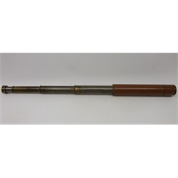  Brass and leather three-draw Telescope by J H Steward Ltd, London, inscribed 