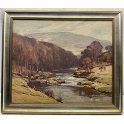 Owen Bowen (Staithes Group 1873-1967): 'The Wharfe Valley at Appletreewick', oil on canvas signed, original title label verso 50cm x 60cm 
Provenance: private collection; purchased David Duggleby Whitby 23rd April 2007 Lot 58
