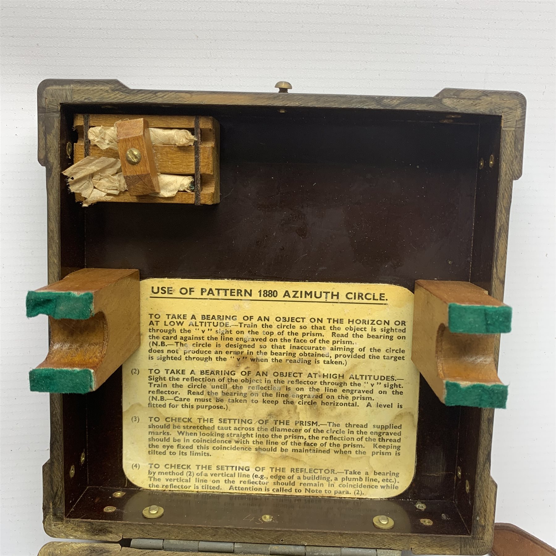 WW2 period Pattern 1152 Azimuth Circle navigation instrument, serial no.10819.H. in paxolin type case; and Pattern 1880 Azimuth Circle, serial no.6870.H. in associated case bearing label 'AFT' (2)