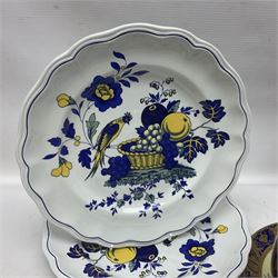 Belleek trinket dish, rectangular dish and bell, together with Minton Haddon Hall trinket dishes, Spode Blue Bird plates and dishes etc 