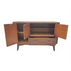 G-Plan - 'Brandon' oak sideboard, fitted with single cupboard and double cupboard over single drawer, raised on splayed tapered supports