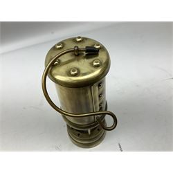Brass miners lamp, H22cm