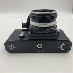 Nikon F Photomic camera body, serial no. 6543350, circa 1964, with 'Nikon NIKKOR-H Auto 1:2 f=50mm' lens, serial no. 1002112