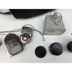 Petri FT 35mm SLR camera with a Petri 1:1.8 55mm lens, Petri Flex camera with a Petri 1:2 55mm Kuribayashi lens, together with cases and quantity of lenses etc