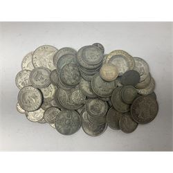 Approximately 465 grams of Great British pre-1947 silver coins, including sixpences, shillings, florins and half crowns