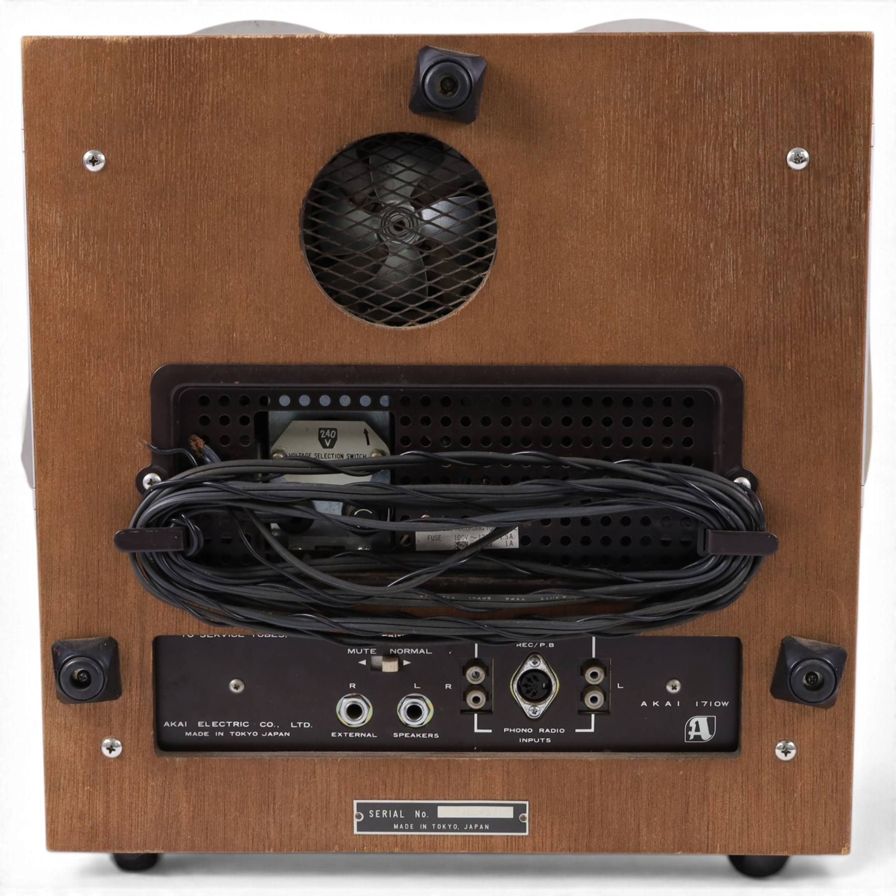 Akai 1710W reel to reel tape deck, with a pair of Kenwood KL-3030D speakers