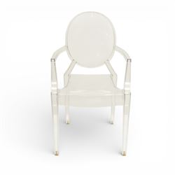 Philippe Starck (1949-) for Kartell - set of four ‘Louis Ghost’ armchairs, moulded transparent polycarbonate frames with oval backs, open arms and tapering supports