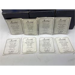 Twelve Coalport bone china pastille burner cottages, to include Fortune Towers, Summer Palace, The Vinery, Springtime Cottage, Dream Villa, Half Moon House, etc, all with original boxes and some with certificates 