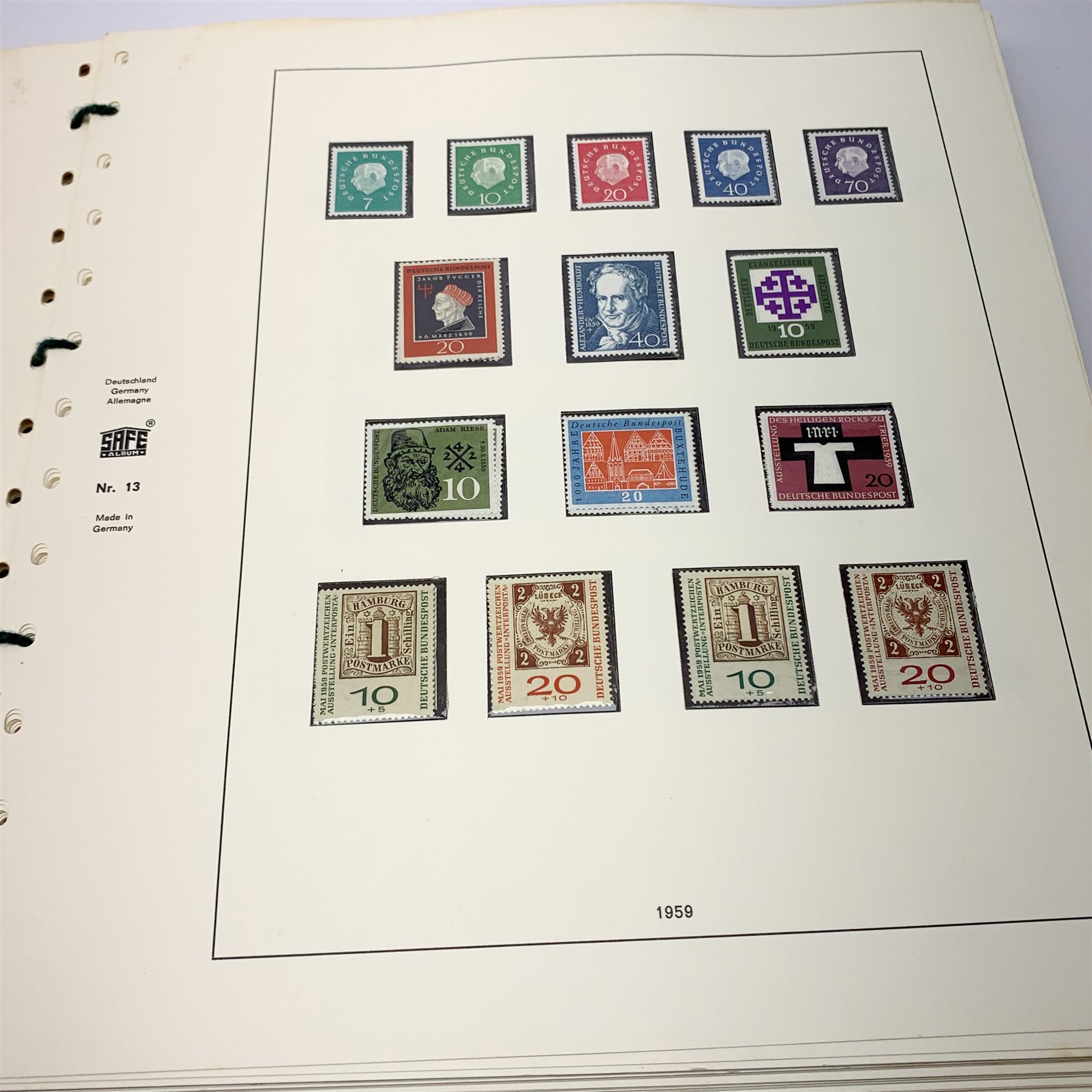'Safe Album' printed pages 'Bundesrepublik Deutschland' West Germany, stamps from 1949 - 1972, mostly complete with a few gaps, mint and used