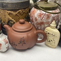 Collection of oriental ceramics, to include blanc de chine vase decorated with cranes, Kutani charger decorated with figures and landscapes, ginger jar etc 