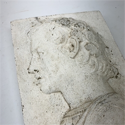 A composition classical style plaque in relief of a figure in profile, H35cm L26.5cm. 