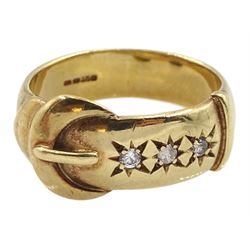 9ct gold gypsy set three stone cubic zir