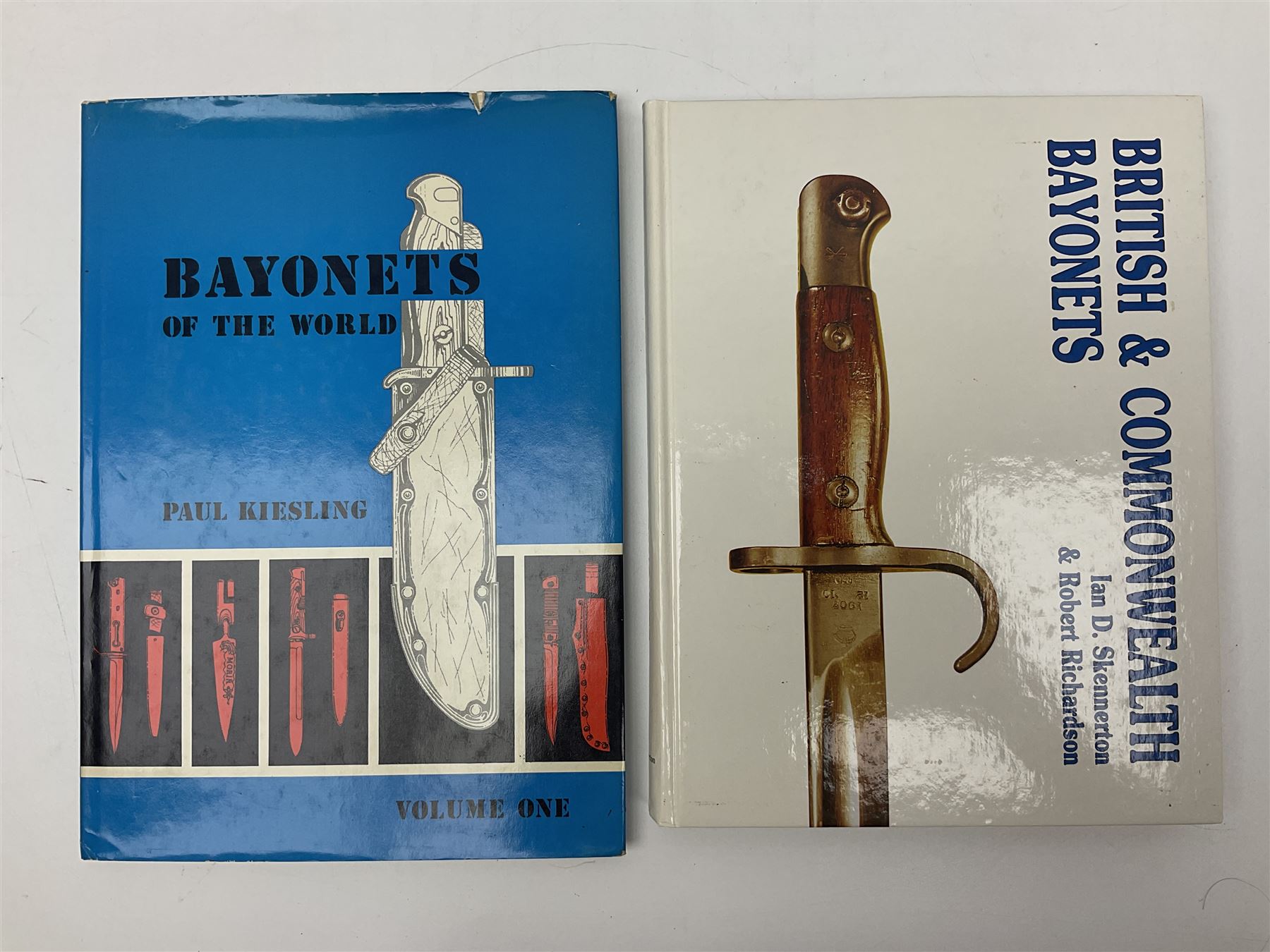 Five reference books on swords and bayonets comprising Skennerton & Richardson: British & Commonwealth Bayonets; Paul Keisling: Bayonets of the World; Leslie Southwick: The Price Guide to Antique Edged Weapons; J. Anthony Carter: Allied Bayonets of World War Two; and Les Armes Blanche (5)