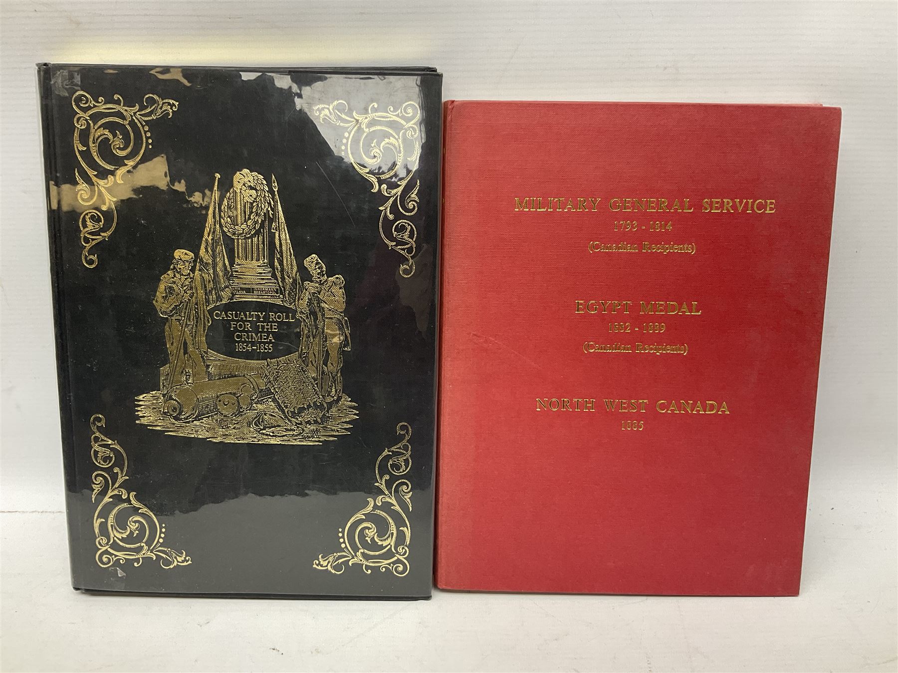 Six medal collectors reference books including Douglas-Morris Kenneth: Naval Medal 1857-1880. 1994 in slip-case; Casualty Roll For The Zulu and Basuto Wars South Africa 1877-79; Abbott P.E.: Recipients of the Distinguished Conduct Medal 1855-1909; Casualty Roll For The Crimea 1854-1855; and two others (6)