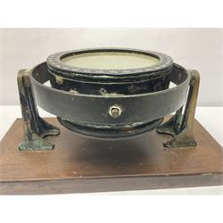 The Decca Navigation Co. ltd gimbel compass, upon a wooden plinth 