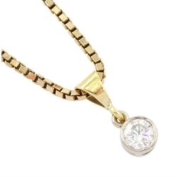 18ct gold single stone round brilliant cut diamond pendant, on 9ct gold box link chain necklace, diamond approx 0.30 carat