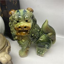 Pair of Foo Dogs, together with Tang horse, vase and other collectables 