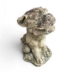 Pair of cast stone garden dogs of foo