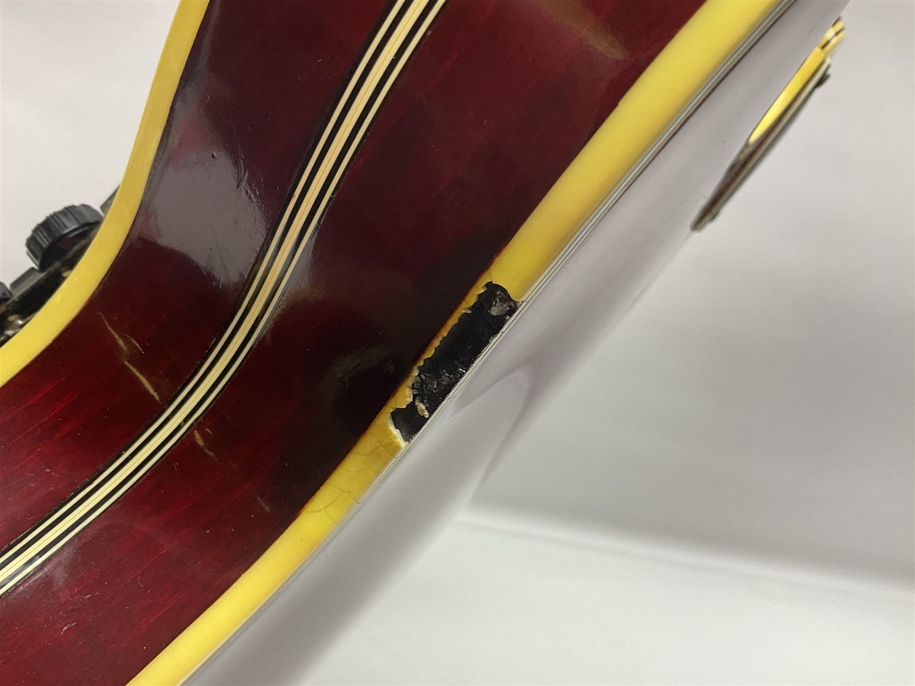 American Gretsch Super Chet semi-acoustic guitar, 1960s/70s, with 'pots' on scratch plate, serial no.5 2071, L111cm overall;  in original hard carrying case  