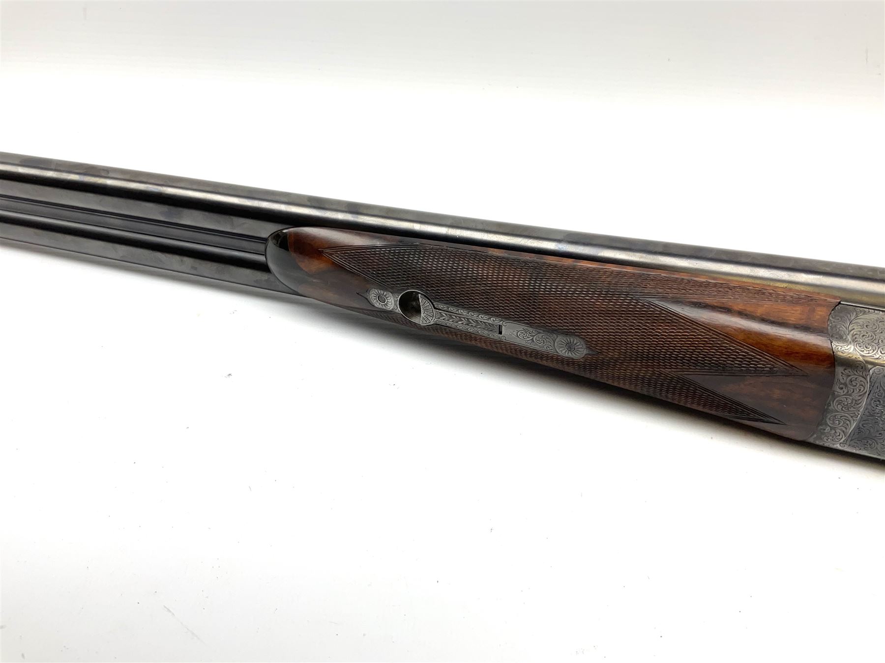 Very fine Westley Richards 12-bore side-by-side double barrel boxlock ejector live pigeon sporting gun, c1910, very heavy and thick 76.5cm blued tightly choked barrels with 2.5