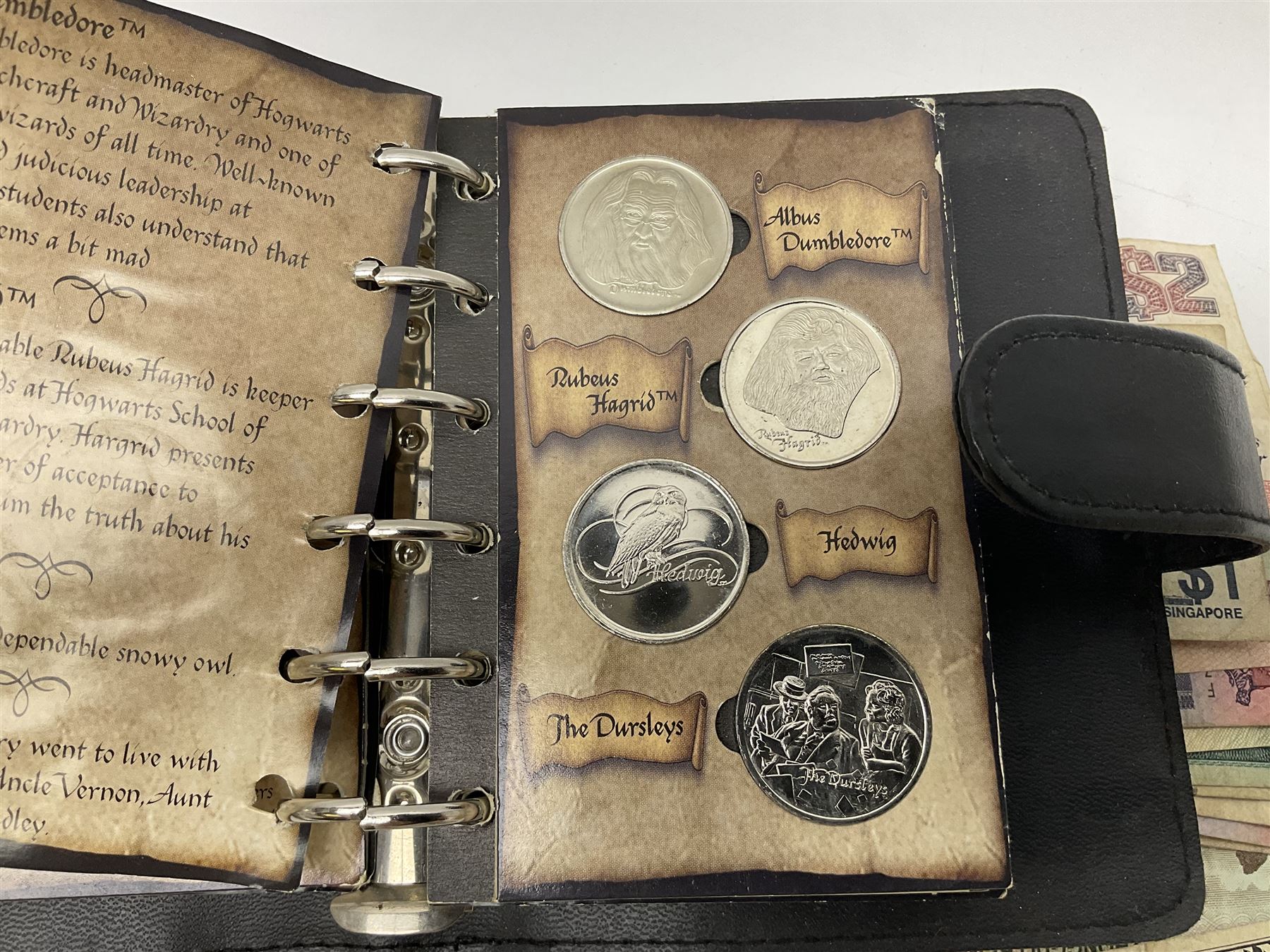Harry Potter 'Gringotts Savings Book Coin Collection', various commemorative crowns, pre-decimal coinage, United States of America one dollar banknote etc